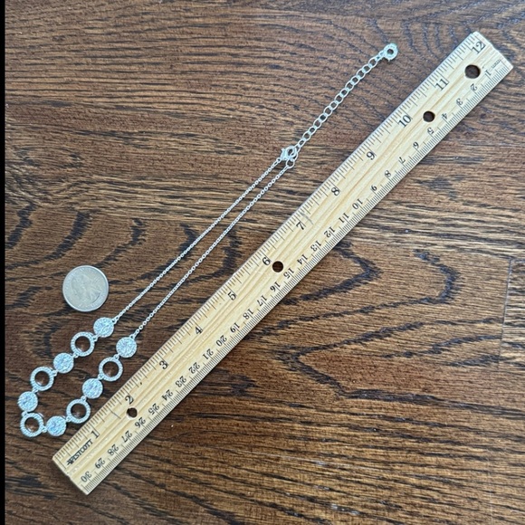 Anne Klein Elegant Silver Stone Necklace with Circular Accents - Picture 5 of 8